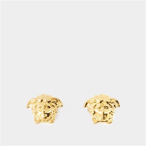 boucle d'oreille en or versace|Boucles d'oreille Medusa en plaqué or en doré – Versace.